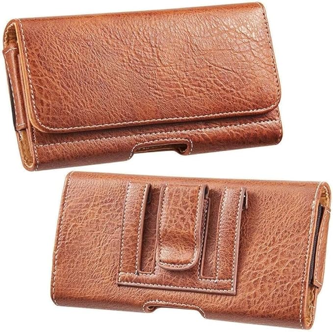 Galaxy Wireless USA for for Samsung Galaxy S25 S24 Ultra, S25 S24 Plus/S23 fe Holster Brown Leather Carrying Cell Phone Holder Belt Clip Holster Case Pouch for iPhone 13 14 15 16 Pro Max 14 15 16 Plus