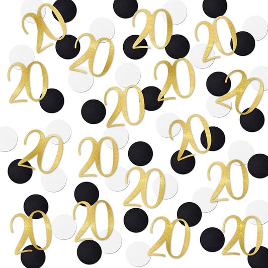Gold Glitter 20 Confetti, 20th Birthday Number Confetti, 200pcs Anniversary Party Table Decoration Supplies