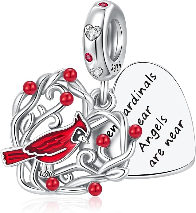 Birthday Fashion Love Heart Dangle Charm 925 Sterling Silver Charms fits Bracelets and Necklace Pendant Bead Charms Jewelry Present for Women Family Friends