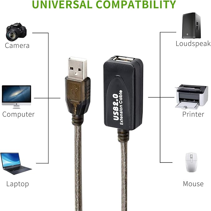 LDKCOK USB 2.0 Type A Male to A Female Active Repeater Extension Cable 100ft, High Speed 480 Mbps
