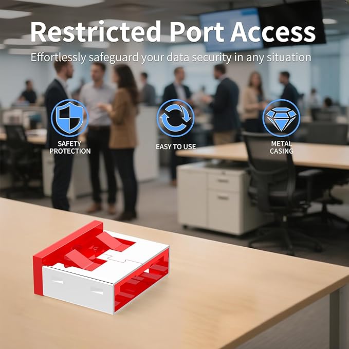 100PCS USB Metal Port Lock Blocker with 10 Keys - Secure USB-A Port Protector for PC/Laptop, Anti-Theft Data Security Lock, Dust & Moisture Proof Cover, Removable Type-A Connector Red