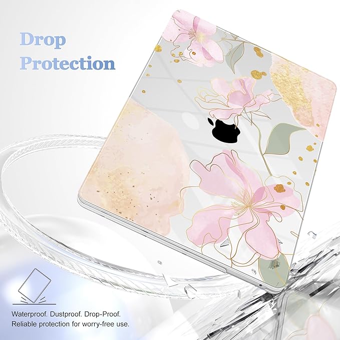 Case for MacBook Pro 13 inch with/Without Touch Bar (2016-2022, M2 A2338 M1 A2289 A2251 A2159 A1989 A1706 A1708), Hard Shell + Keyboard Cover + Dust Plug - Gold Blossom Flowers