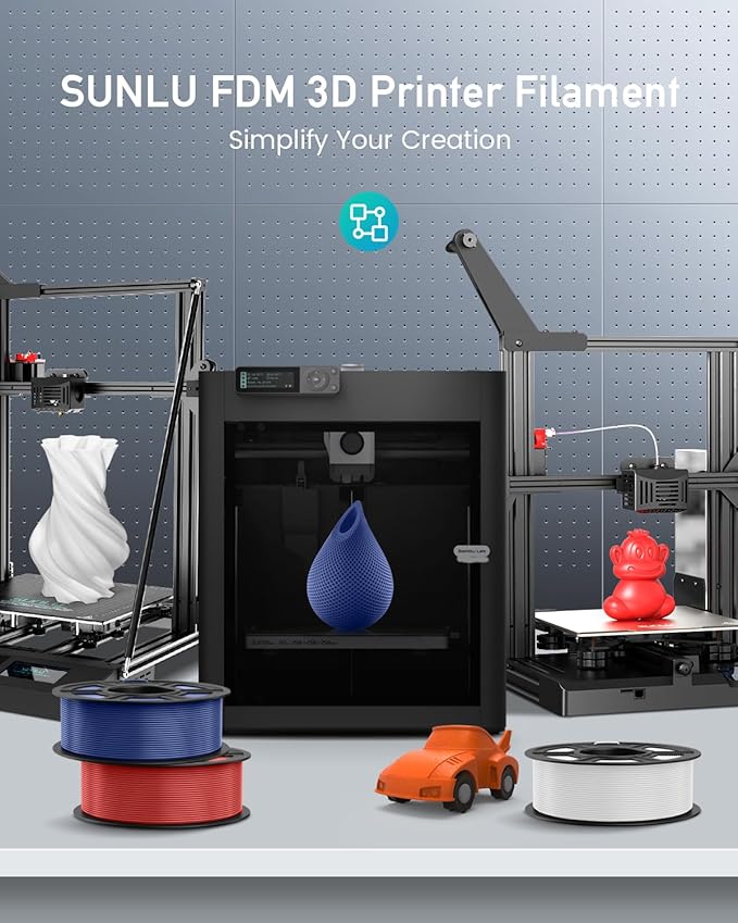 SUNLU Large Spool 5KG PETG Filament, 3D Printer Filament PETG 1.75mm, Less Stringing Good Layer Adhesion High Toughness, Big Roll Filament, 5kg Spool(11 lbs), White