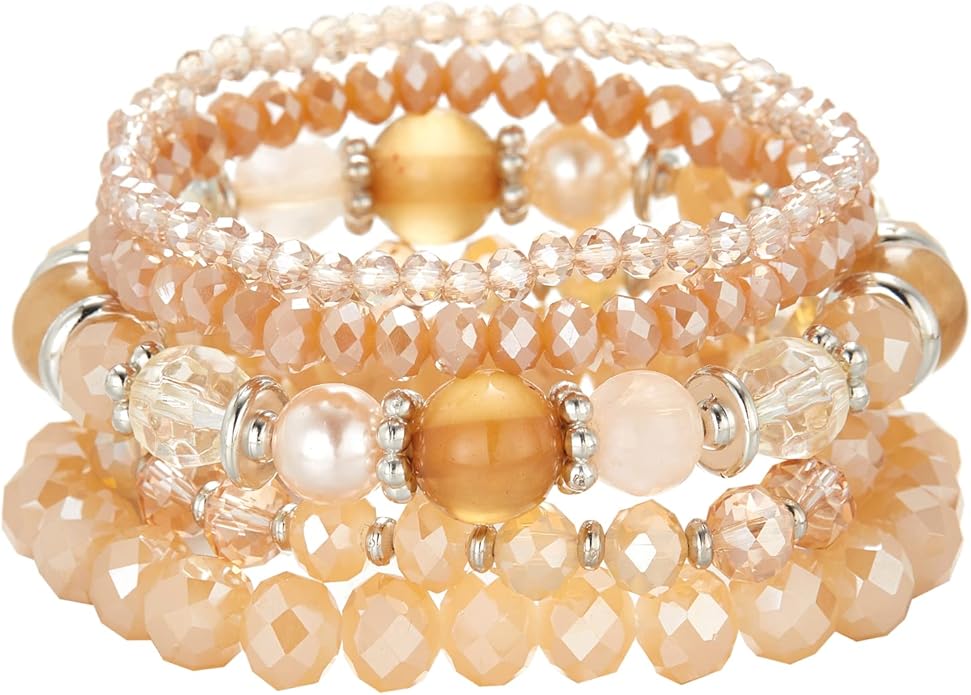 Noessla Beaded Boho Stretch Bracelet Colorful Stackable Crystal Beads Bracelets Trendy Costume Jewelry Mothers Day Gifts for Women