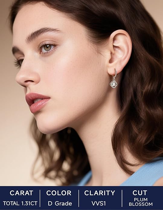 MomentWish Dangle Earrings for Women-925 Sterling Silver Moissanite Earring, Women's Gift for Valentine Birthday, D Color VVS1 Dancing Moissanite Hoops