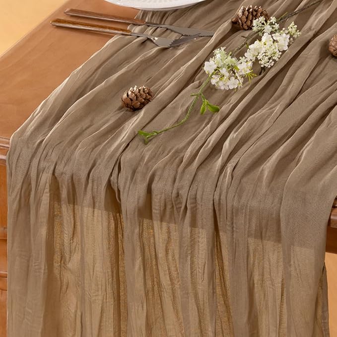 Nude Table Runner Cheesecloth Table Runner 14FT Farmhouse Table Runners 160 Inches Fall Table Decor Dining Room Centerpiece Wedding Boho Baby Shower Birthday