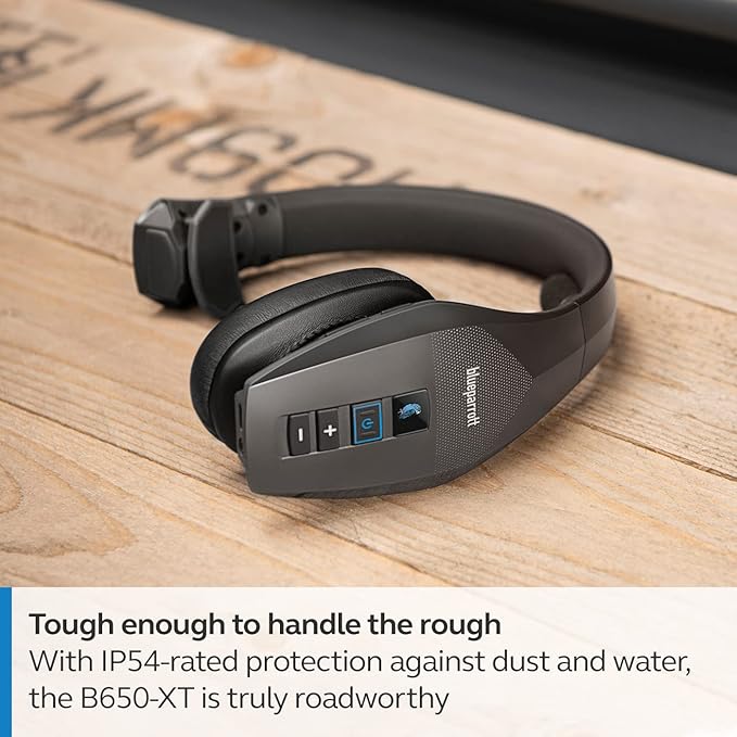 BlueParrott B650-XT Mono Bluetooth Wireless Headphones 96% Noise Canceling Over Head Trucker Headset with Mic, 100% Voice Control, IP54-Rated Protection, Active Noise Cancellation, 36 hrs. Talk Time