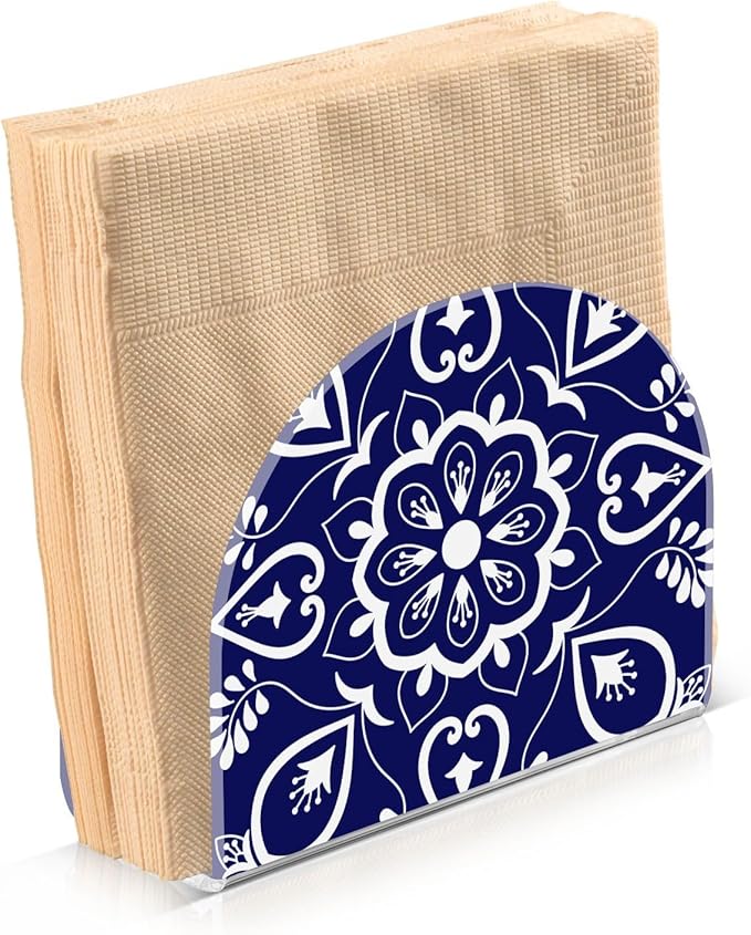 Napkin Holder, Blue Mexican Talavera Napkin Holder for Table Standing Napkin Holders for Table, Kitchen & Dining Room Decor