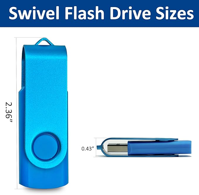 USB Drive 16GB USB 2.0 Flash Drive 10 Pack Nicepicten Pendrive Swivel Thumb Zip Jump Flash Drives USB Memory Stick Thumbdrive Flashdrive Ideal for Home Office Shared Data Storage Blue 16GB