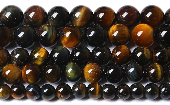 Yellow Blue Tiger Eye Beads Natural Stone Round Loose Beads Energy Gemstone Healing Power for Jewelry Making 10mm 38pcs 15"