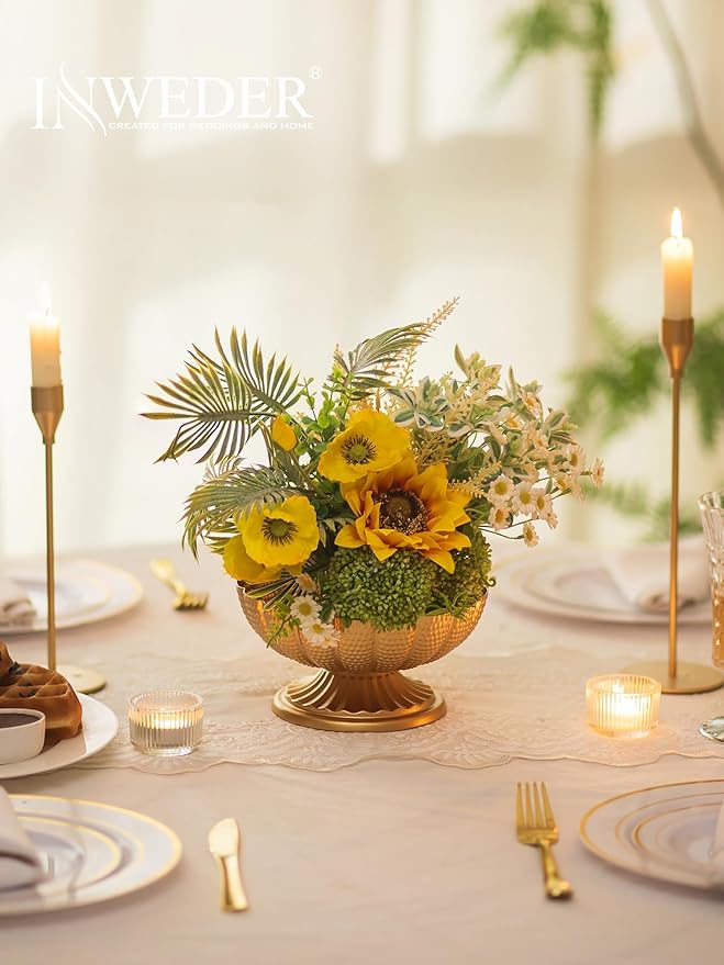 Gold Vase Centerpieces for Table: Gold Flower Vase for Wedding Centerpieces 10 Packs Mini Sized Flower Stand Arrangement Bulk for Party Event Engagement Celebration