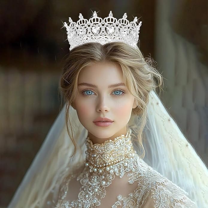 Queen Crown Wedding Rhinestone Heart Crowns and Tiaras for Women Costume Party Hair Accessories Princess BirthdayCrown Crystal Bridal Crown