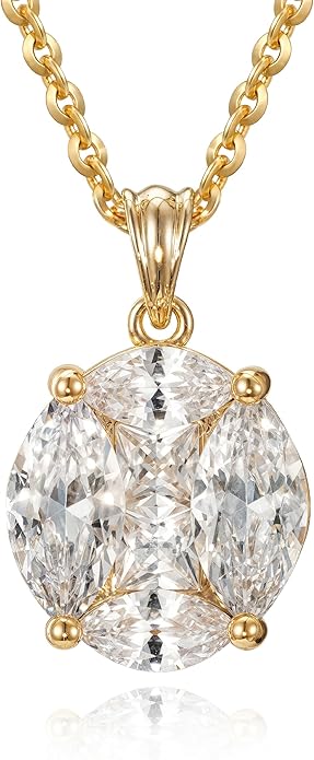 Fettero Christmas Necklace for Women Trendy 14K Gold Plated Dainty Diamond Necklace Charm CZ Clover Star Pendant Necklaces Simple Jewelry Gold Necklace for Women