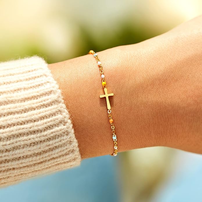 STORYJEWELLERY Friend Bracelet, Friendship Gifts for Women, Friendship Bracelets, Cross Bracelets, BFF Gift, Birthday Valentines Day Gifts for Friend, Religious & Christian Gift