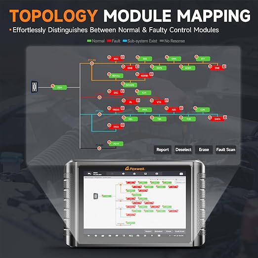 FOXWELL NT1009 All-System Bi-Directional Scan Tool with All Reset Services, Topology Mapping, V.A.G Guide & FCA SGW Support, CAN-FD DoIP Diagnostic Scanner for All Cars, 3-Year Free Updates