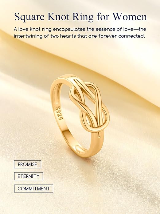 Suplight 925 Sterling Silver Ring Simple Infinity Knot Wedding Band Rings Love Knot Promise Ring for Women Size 4-12(with Gift Box)