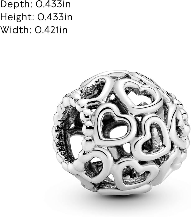 PANDORA Hearts All Over Charm - Bracelet Charm for PANDORA Moments Bracelets - Stunning Women's Jewelry - Gift for Women in Your Life - Made with Sterling Silver - With Gift Box