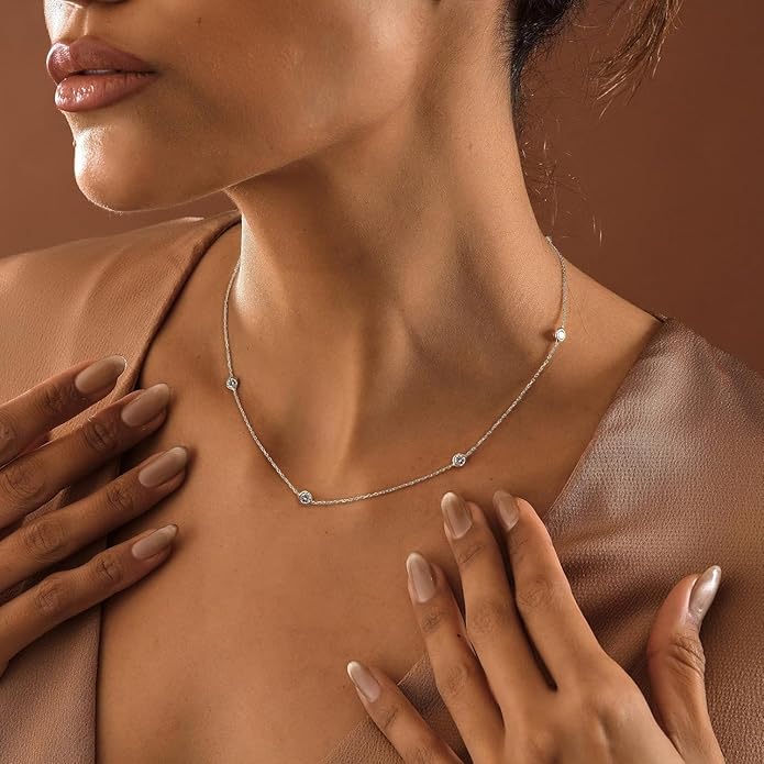 Valentines Day Gifts for Women Her - Dainty Necklaces for Women Cute Station Choker Simulated Diamond Necklace Simple Layering CZ Necklace Trendy Jewelry Gifts