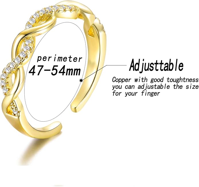 TAMHOO 9/12/15/16 Pcs Open Rings Set for Women with Sparkling Cubic Zirconia- Finger Rings Pack Stackable Rings for Teens,White Gold/Rose Gold/Gold Tone Rings for Girls