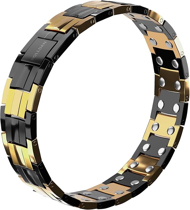 POLLDAN® 3X Power Magnetic Bracelets For Men | 6200 Gauss Strength Mens Titanium Bracelet with Fold-Over Clasp, Adjustable Length, Gift Box, Sizing Tool | Innovative Magnets Alloy - Patent