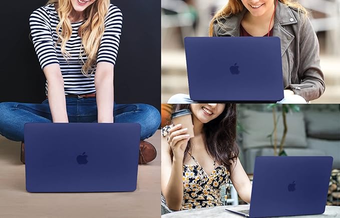 CISSOOK Case for MacBook Air 13.6 inch 2022 2024 2025 Release A2681 M2 A3113 M3 A3240 M4 Chip with Touch ID,Royal Blue Hard Shell Case & Keyboard Cover & Screen Protector, Navy Blue