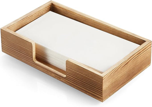 Guest Towel Holder Tray for Bathroom, Burnt Wood Napkin Holder for Bathroom, Disposable Paper Hand Towel Holder for Bathroom Accessories, Dinner Napkin Holder for Kitchen Table Party