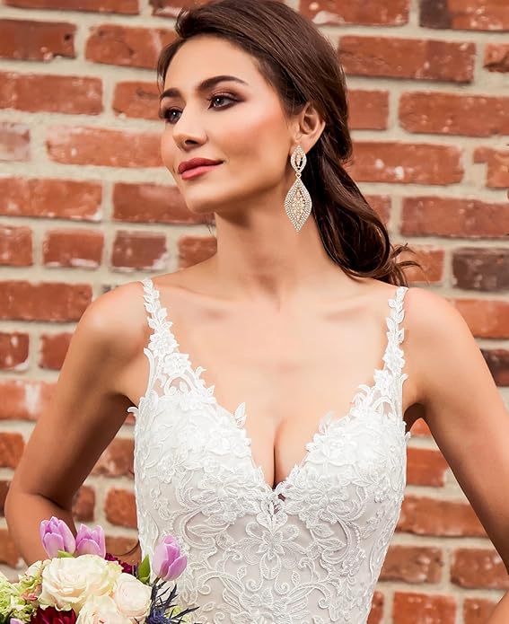 Elegant Rhinestone Dangle Earrings Crystal Wedding Bridal Long Dangling Drop Earrings Chandlier Earrings for Women Bridesmaid