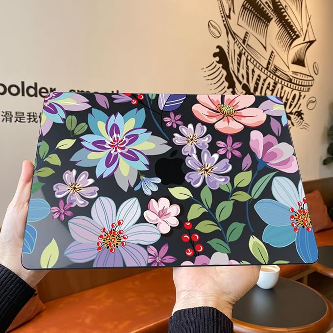 Teryeefi for MacBook Pro 14 inch Case M4 M3 M2 M1 Chip (2025 2024 2023 2021 Release) Model A3112 A3401 A3185 A2918 A2992 A2779 A2442, PC Hard Shell+Keyboard Cover Skin, Pretty Colorful Flower A004