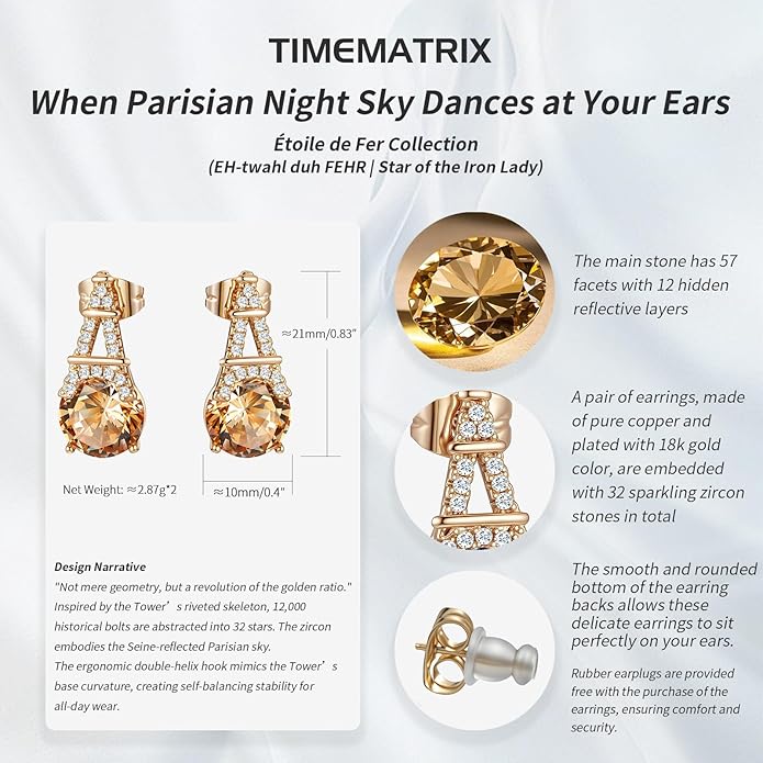 Alphabet Earring for Women, 18K Gold Plated Brass with Cubic Zirconia.