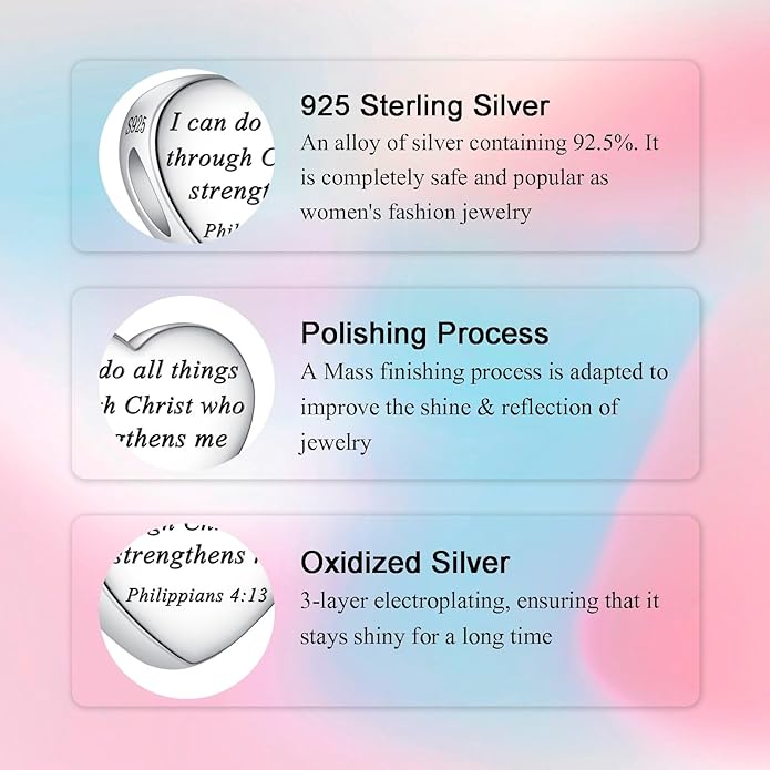 Bible Family Mom Wife Love Heart Dangle Charm 925 Sterling Silver Charms fits Bracelets and Necklace Pendant Bead Charms Jewelry Present for Women Family Friends