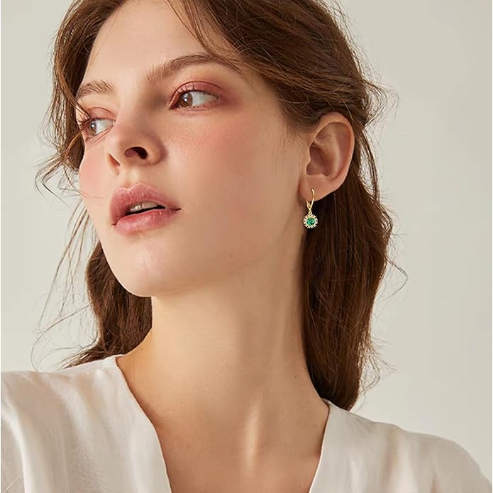 DOVRAN 10K 14K Solid Gold Leverback Earrings for Women Real Yellow Gold Filigree Dangle Earrings Trendy Jewelry Birthday Christmas Gifts for Wife Mom