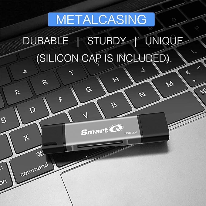 SmartQ C256 Micro SD Card Reader to USB Adapter USB-C and USB A USB Memory Card Reader USB 2.0 Super Speed for MicroSDXC, MicroSDHC, SD, SDXC, SDHC, SD Cards, Works for Windows, Mac OS X, Android