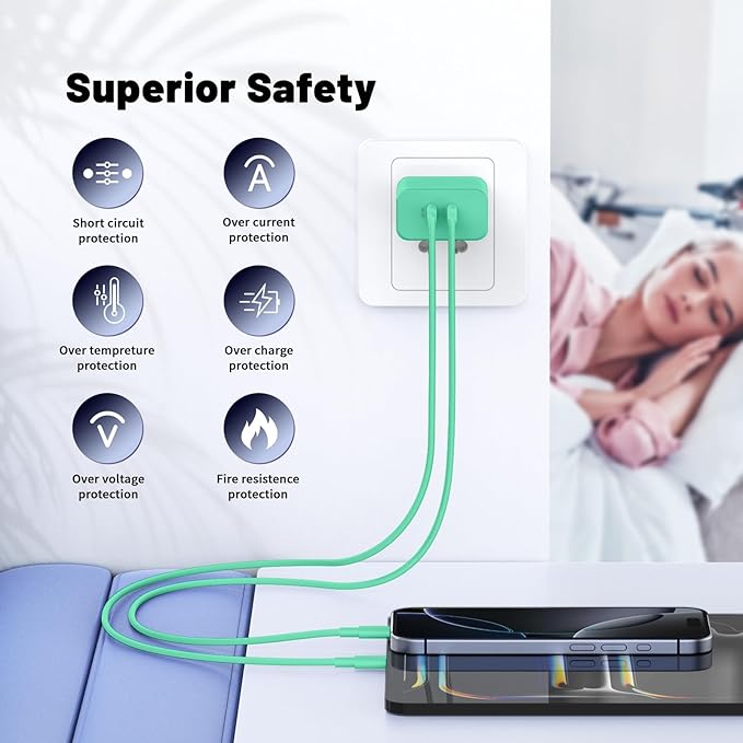 Super Fast Samsung Charger Type C,45W Dual Port USB C Fast Charger Block [2-Pack] & Extra Long 60W 3/6/6/10FT USB C Cable - PD Quick Charging 3.0 for Samsung Galaxy S25 Ultra/S24+/S23 iPhone 16
