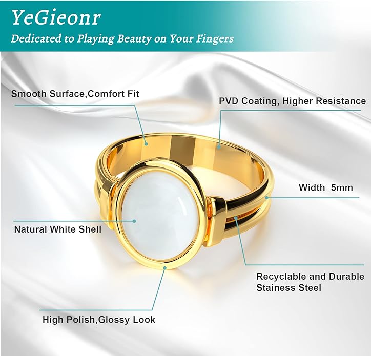 YeGieonr Gold Rings for Women Trendy Non Tarnish Chunky Gold Plated Ring, Waterproof Stainless Steel Gold Jewelry Gift