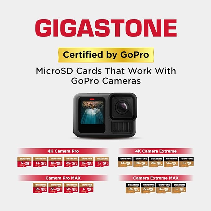 [5-Yrs Free Data Recovery] GIGASTONE 512GB Micro SD Card, 4K Camera Pro, A2 V30 for Smartphone, Gopro, Action Cams, 4K UHD Video Recording, R/W up to 150/120 MB/s, UHS-I U3 C10 Class 10 with Adapter