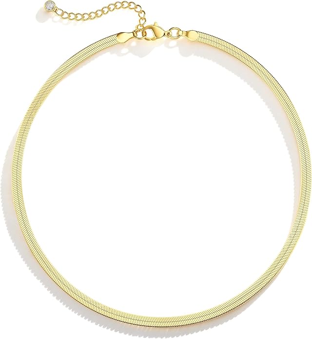 Moodear Gold Necklace for Women Trendy - Chunky Herringbone Paperclip Cuban Link Chain Choker Hypoallergenic Trendy Necklaces for Women Non Tarnish Jewelry Gifts