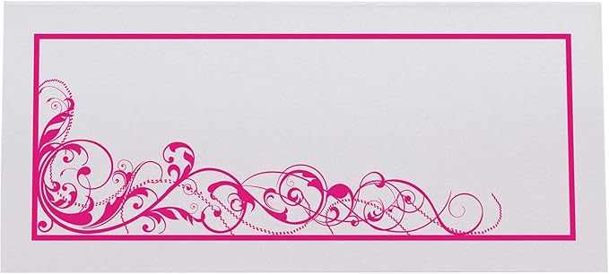 Scribble Vintage Swirl Printable Place Cards, Fuschia (Choose Color), Set of 150 (25 Sheets), Laser & Inkjet Printers - Wedding, Party, Dinner, and Special Events