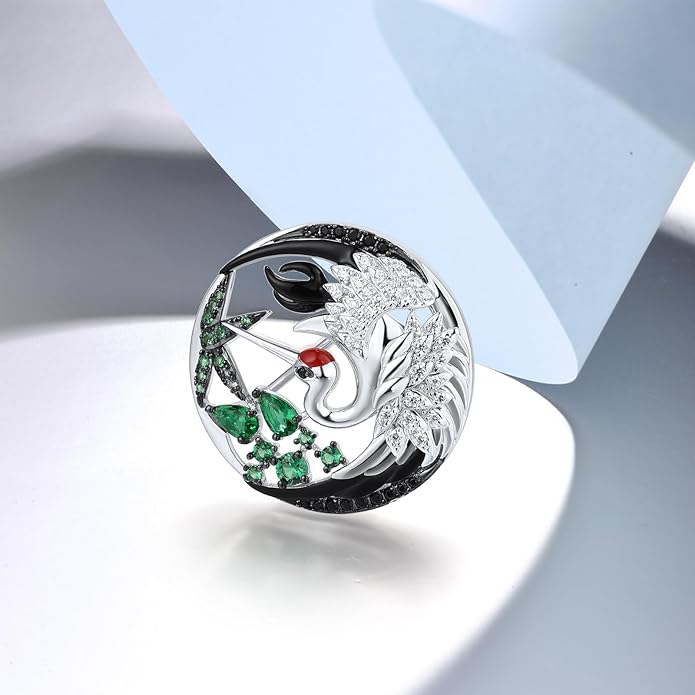 Santuzza 925 Sterling Silver Enamel Brooch Pin for Women