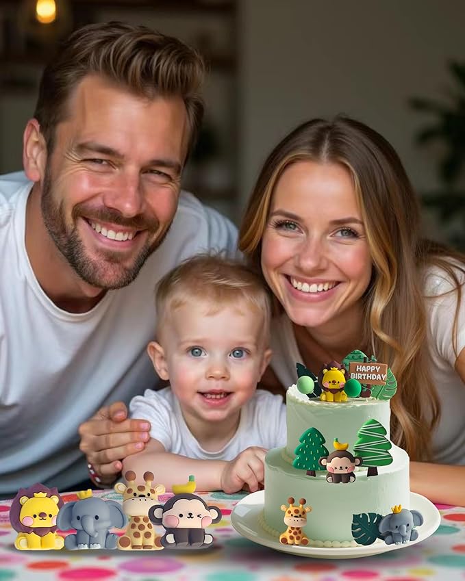20pcs Happy Birthday Cake Toppers – Cute Animal Cake Decorations for Kids & Adults – Fun & Safe Non-Edible Party Supplies