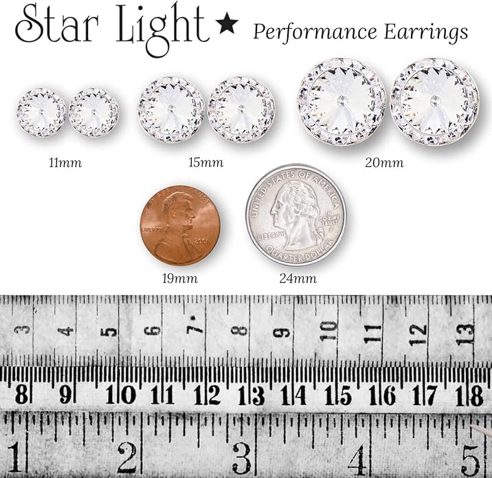 | Crystal Clear and Crystal AB Rhinestone Clip On or Pierced Earrings for Dance, Pageant, Prom, Performance, Wedding