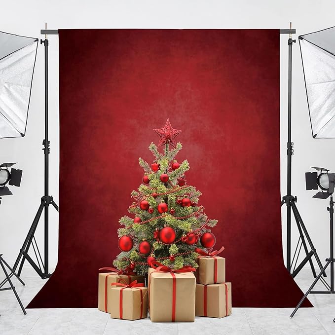 Abstract Professional Photography Backdrop for Portrait Photo Props Booth Background Photoshoot Studio with Polyester Fabric Roller Pocket on Top (6x8ft,Red,No Stand)