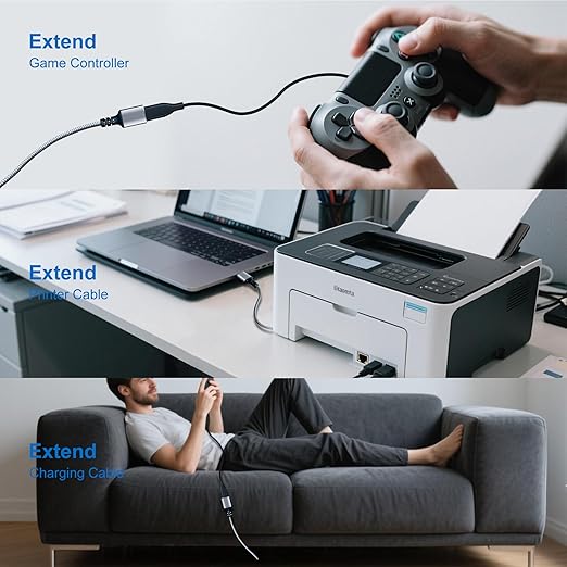 Tan QY USB 3.0 Extension Cable 1.5Ft, USB 3.0 High Speed Extender Cord Type A Male to A Female for PlayStation, Xbox, USB Flash Drive, Hard Drive, Card Reader,Scanner,Printer,Keyboard (Silver, 1.5Ft)