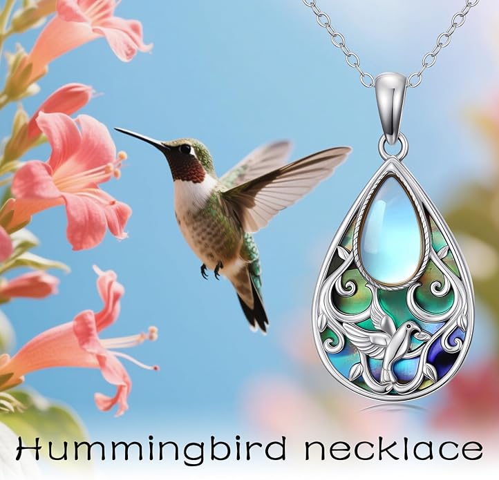 Black Onyx Necklace 925 Sterling Silver Flower Insect Pendant Teardrop Onyx Jewelry Valentines Day Birthday Gifts for Women