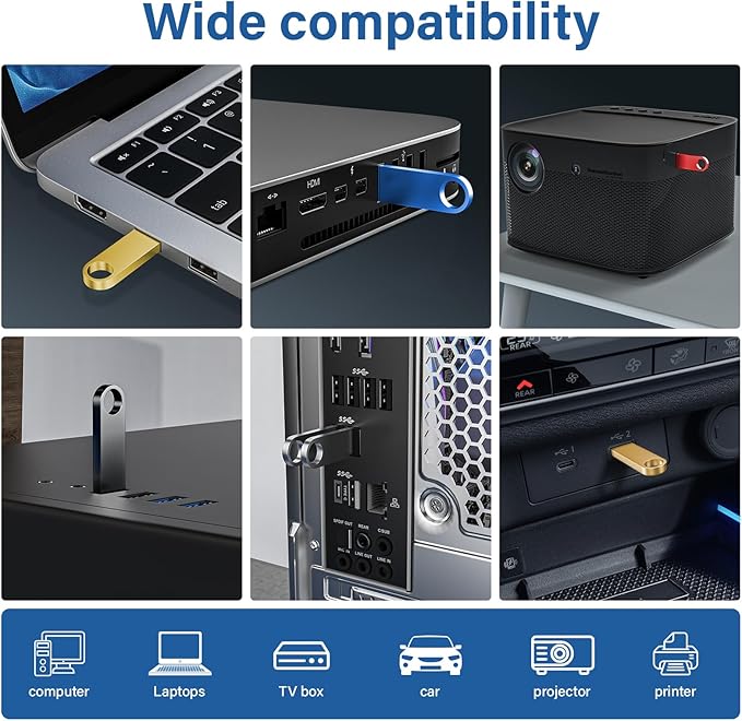 Customizable Flash Drives 128GB, Wooolken Personalized USB 2.0 Thumb Drives 10/20/50/100 Pack, Logo Pendrive Custom Memory Stick USB Engraved Logo (Metal)