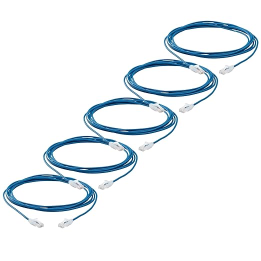 TRUECABLE Cat6 Component Rated Patch Cable, Unshielded (U/UTP), 14ft, Blue, 28AWG Solid Copper, Snagless 10G High-Speed Ethernet Cable, PoE++ 4PPoE 100W, UL Listed, RoHS-3, 5 Pack