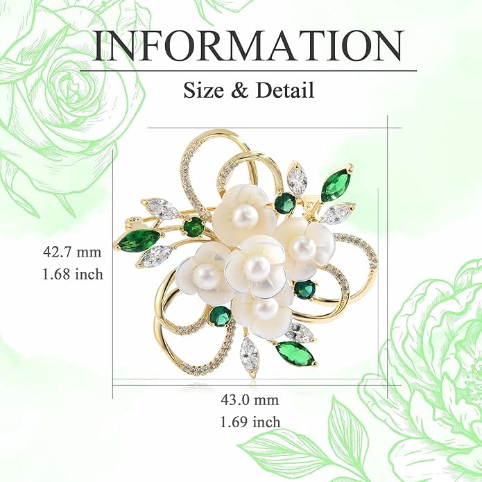 Flower Brooch for Women Rhinestone Flower Brooch Pins Floral Brooches Jewelry Gift for Mom Wife