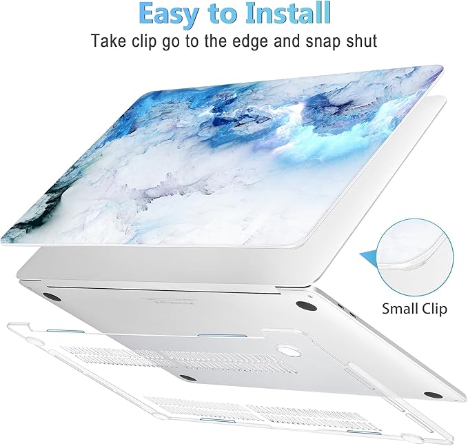 Mektron Case for MacBook Pro 16 inch A2141 (2020 2019 Release) with Touch bar & Touch ID, Ultra Thin Clear Hard Laptop Cover Keyboard Skin Screen Protector, Cloud & Lightning
