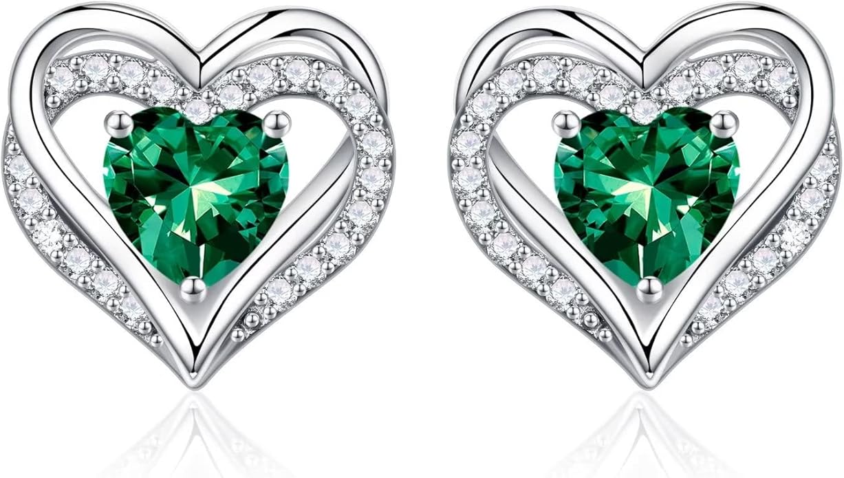 Iefil Valentine Day Gifts for Her - 925 Sterling Silver Heart Stud Earrings Birthday Gifts for Women