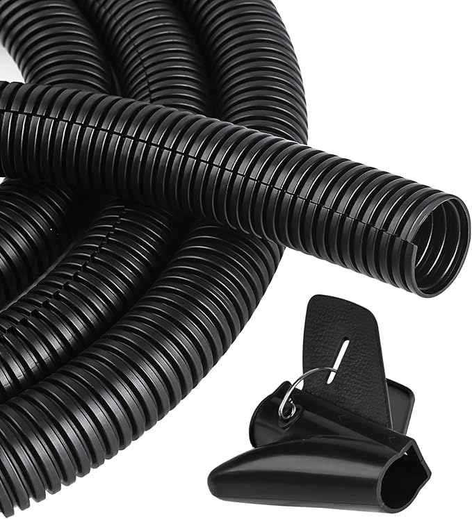 CrocSee 25ft - 1 inch Flame Retardant Split Wire Loom Tubing with Installation Tool - High Temp Flexible Wire Covers Cord Protectors - Black