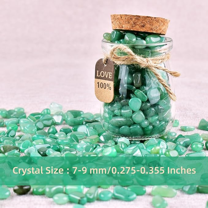 Polished Aventurine Crystal Chips 200 Pcs - 0.3" 10 oz Tumbled Stone Chips Crushed Sea Glass Stones Healing Reiki Crystal Jewelry Making Home Decoration